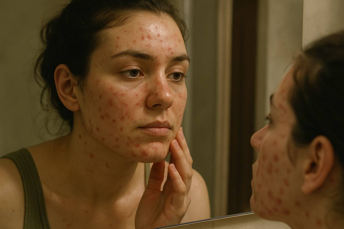 Woman with acne